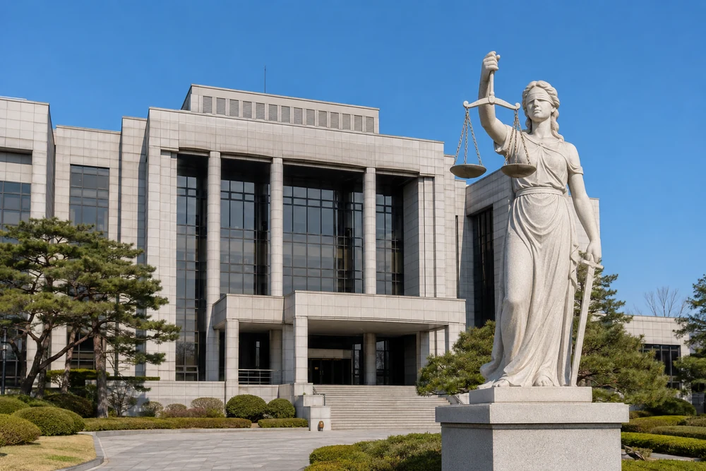 법원 청사와 정의의 여신상